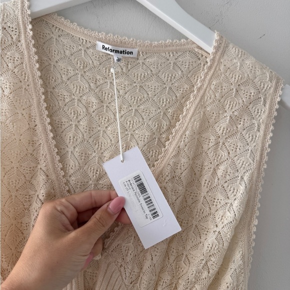 REFORMATION NWT Ambrosia Pointelle Sweater Top L - Picture 4 of 7